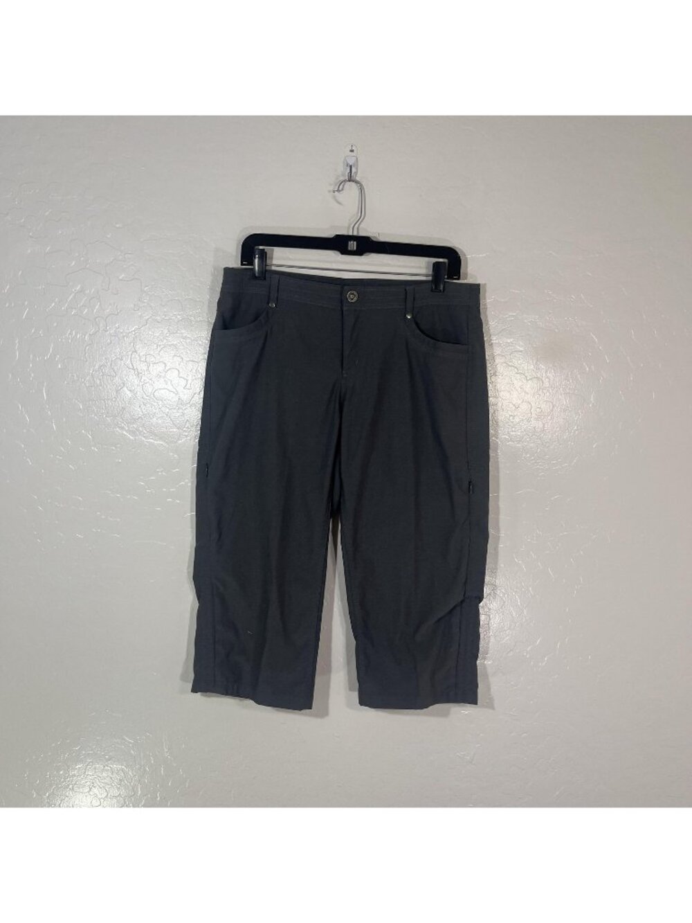 Kuhl Pants Womens 10 Gray Twill Capri Ankle Zip Pockets Hiking Travel 6236